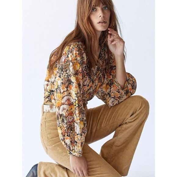 Free People Women’s XS Cool Meadow Floral Printed Blouse Top - Picture 1 of 7